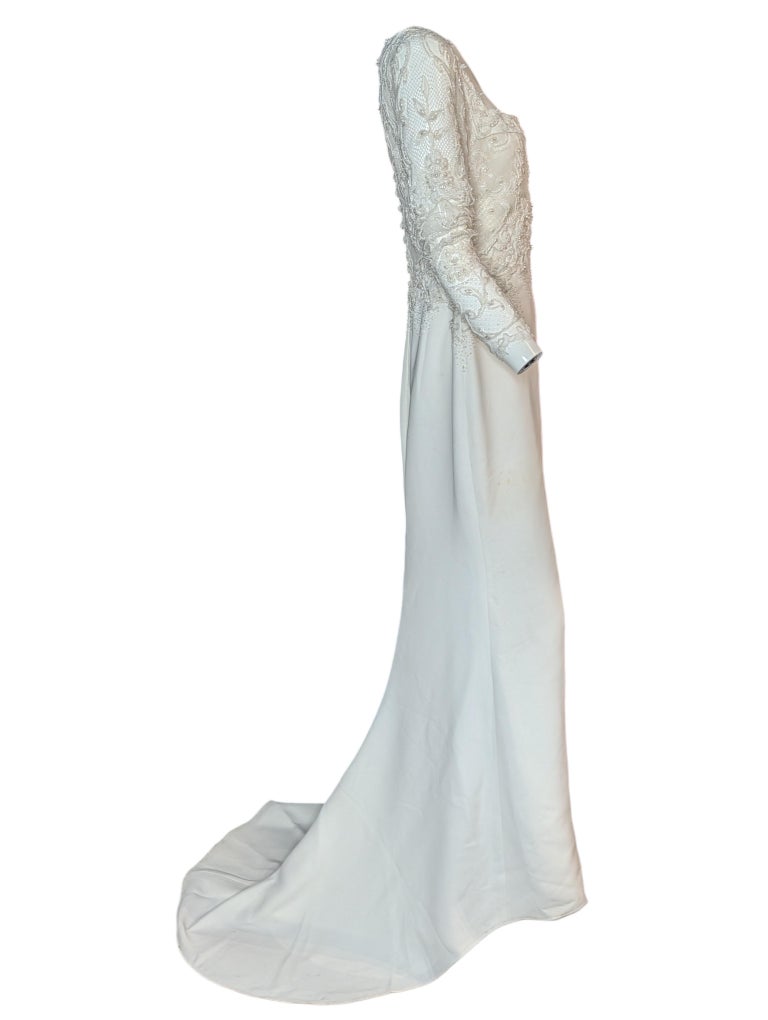 Badgley Mischka Attributed Ivory Beaded Lace Silk Bridal Gown, Circa 2000 For Sale at 1stDibs Badgley Mischka Attributed Ivory Beaded Lace Silk Bridal Gown, Circa 2000 For Sale at 1stDibs