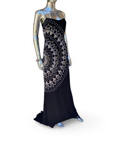 Badgley Mischka Black Beaded Long Tank Cocktail Dress Size 6