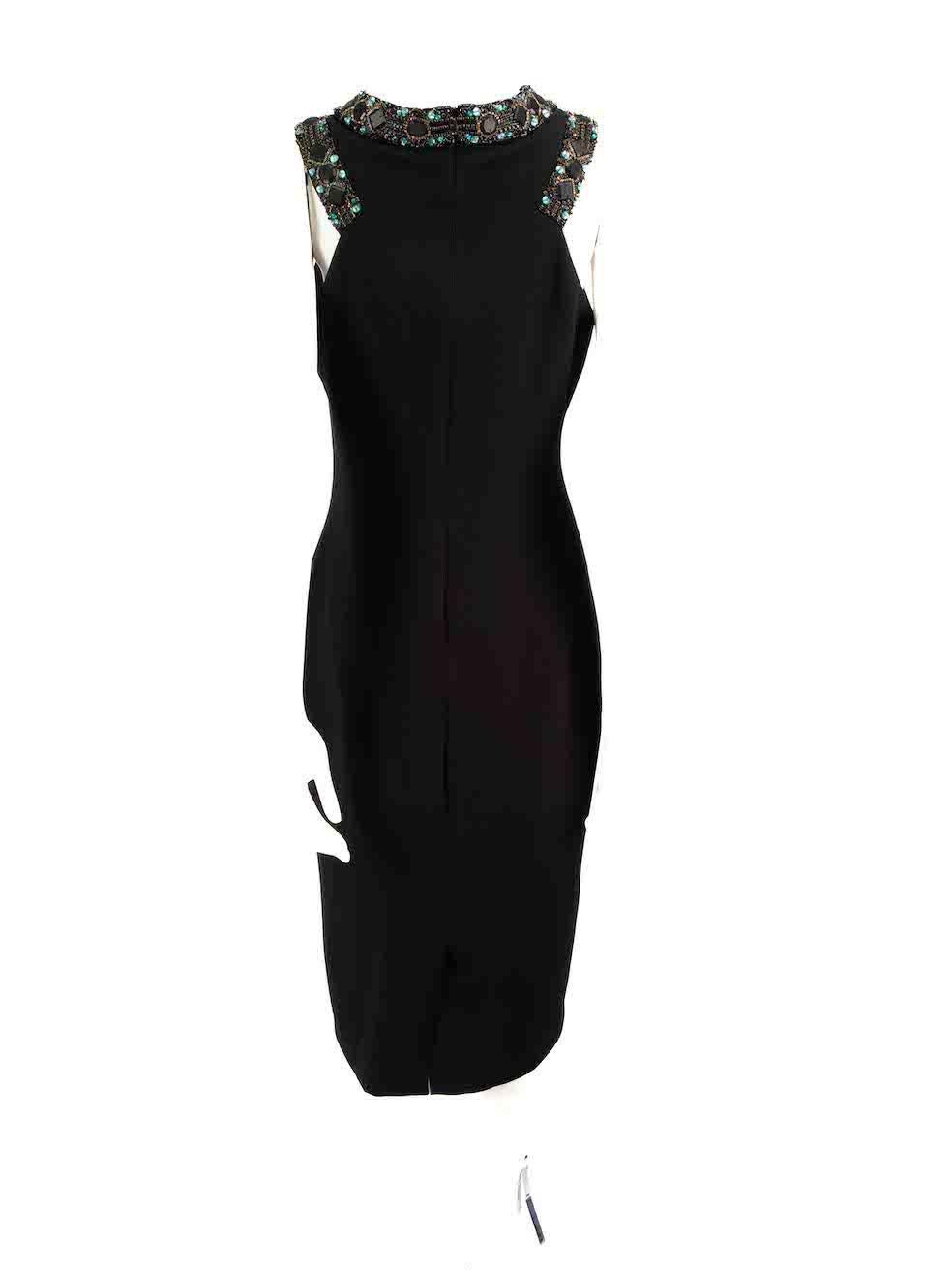 Badgley Mischka Black Embellished Midi Dress Size L In Excellent Condition For Sale In London, GB
