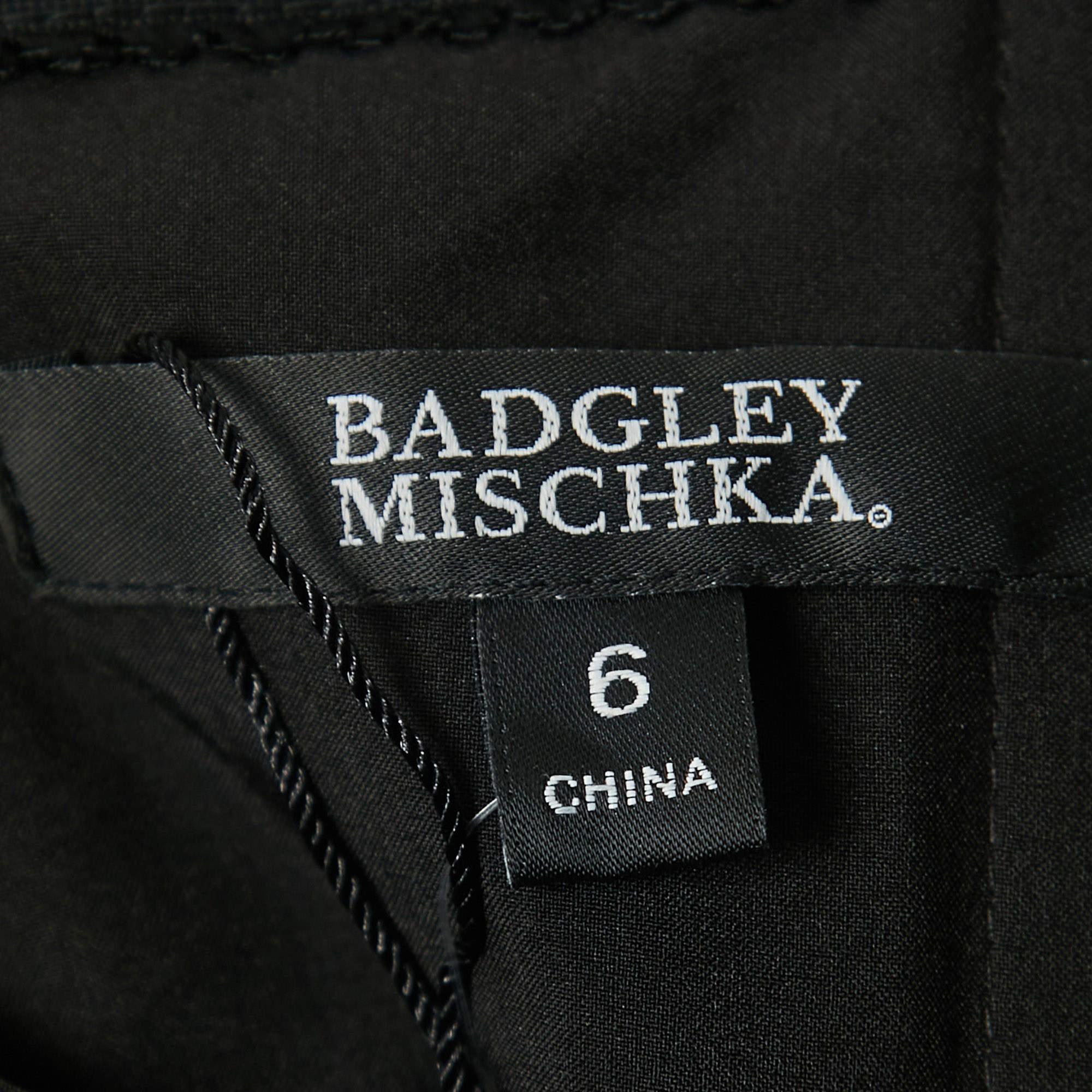 Badgley Mischka Black Embroidered Tulle Corset Detailed Halter Neck Gown M In Excellent Condition In Dubai, Al Qouz 2