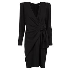 Badgley Mischka Black Gathered Wrap Buckled Dress Taille M