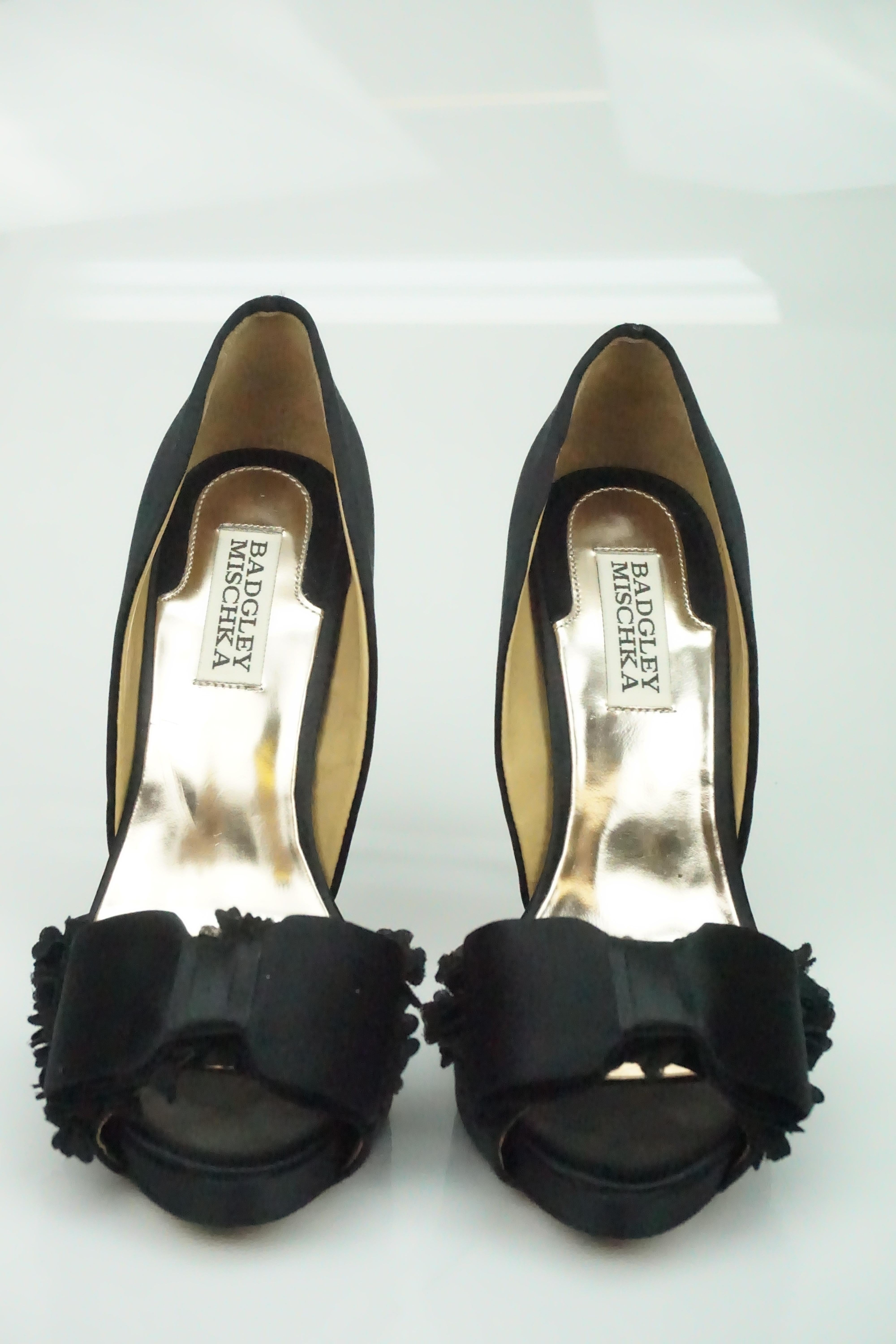 black satin shoes with bow