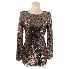 Used BADGLEY MISCHKA by Mark and James Size M Silver & Burgundy Sequined Mini Dress
