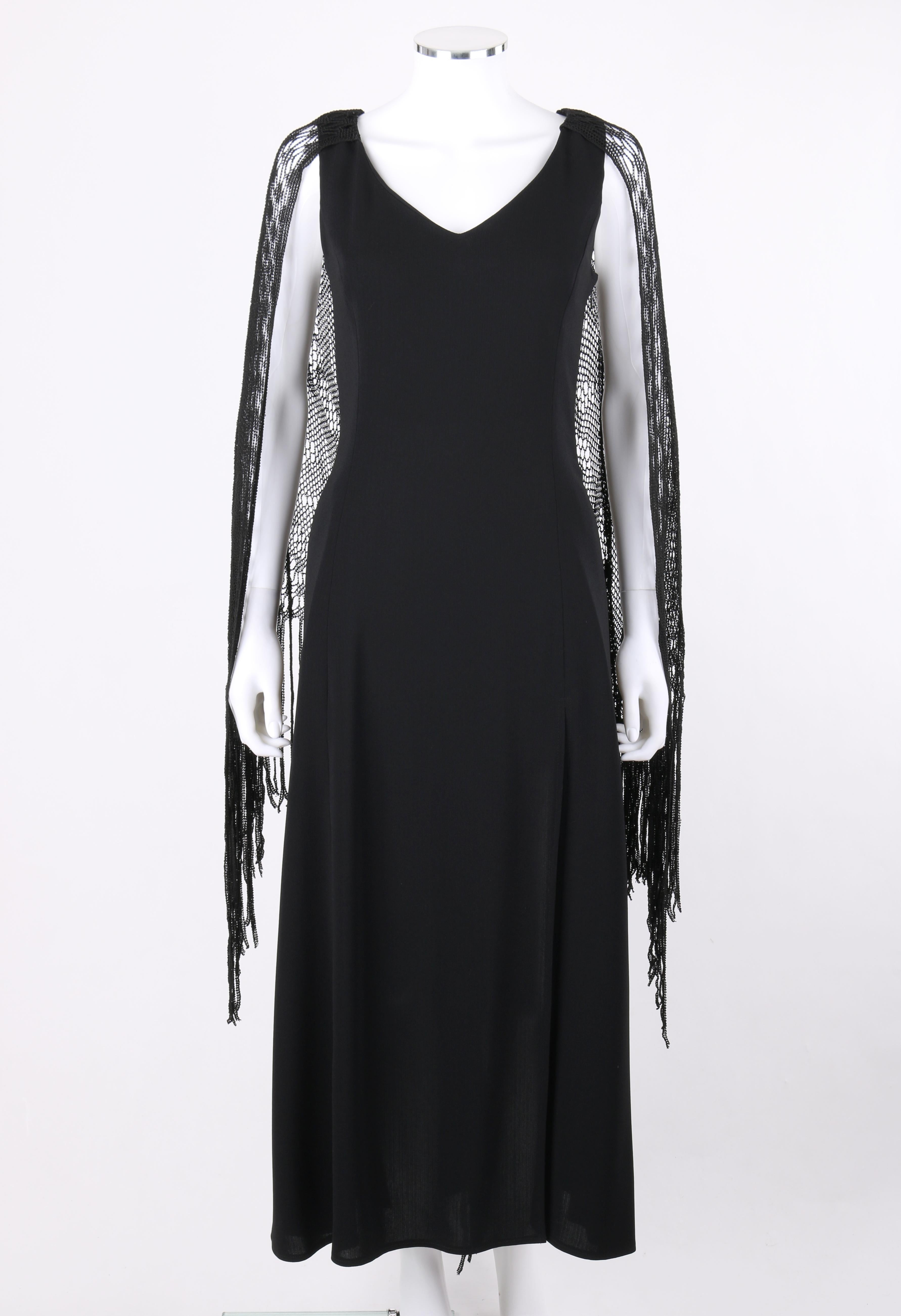 black dress with white shawl