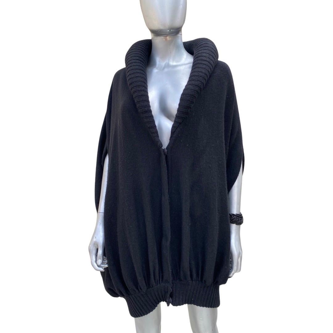 Women's Badgley Mischka Cashmere Lurex Blend Puff Collar Sweater Cape Jacket OSFA For Sale