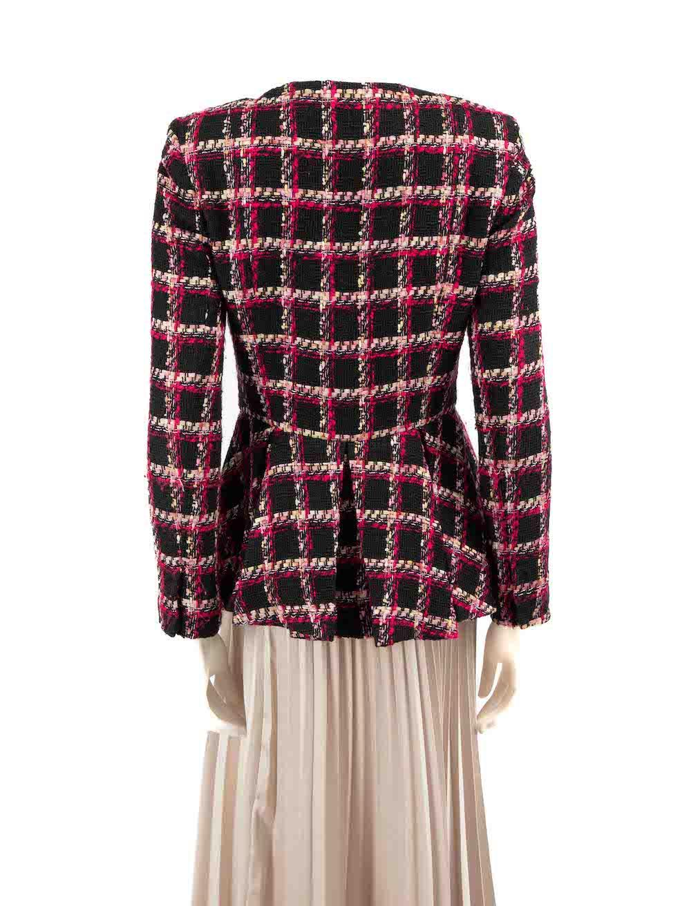Beige Badgley Mischka Checkered Pattern Tweed Jacket Size S For Sale