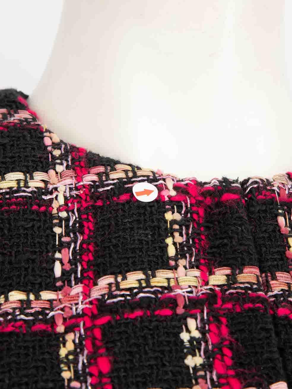 Badgley Mischka Checkered Pattern Tweed Jacket Size S In Good Condition For Sale In London, GB