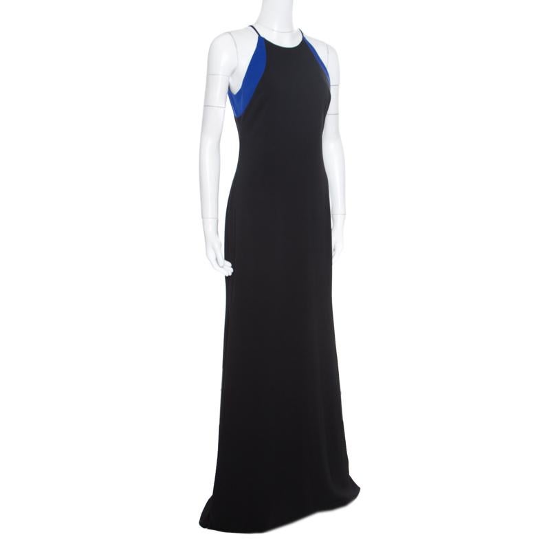 Black Badgley Mischka Collection Colorblock Sleeveless Evening Gown S