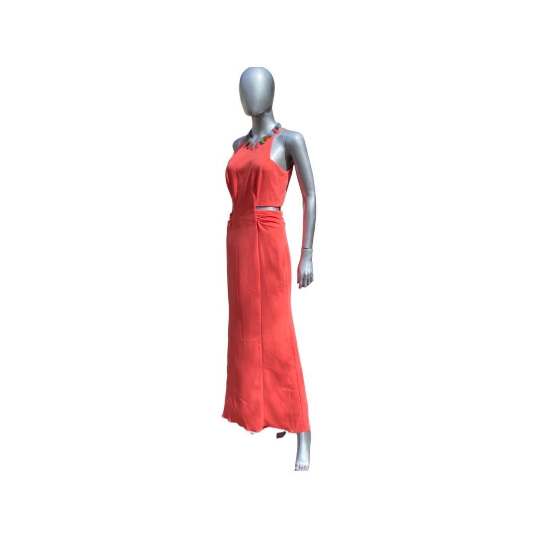 Badgley Mischka Collection Coral Jersey Cut-Out Sides Long Dress NWT Size 4 For Sale 5