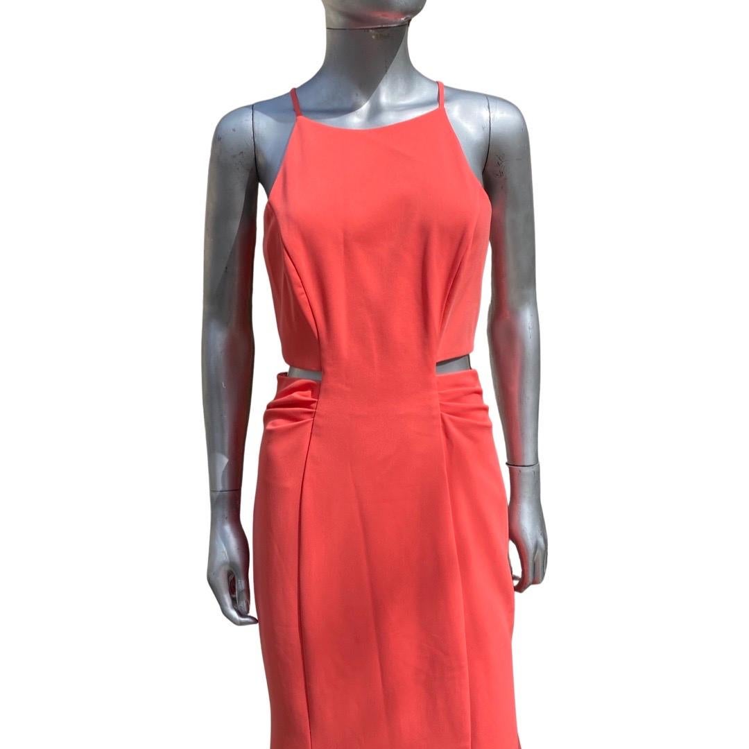 Badgley Mischka Collection Koralle Jersey Cut-Out Seiten lange Kleid NWT Größe 4 im Angebot 5