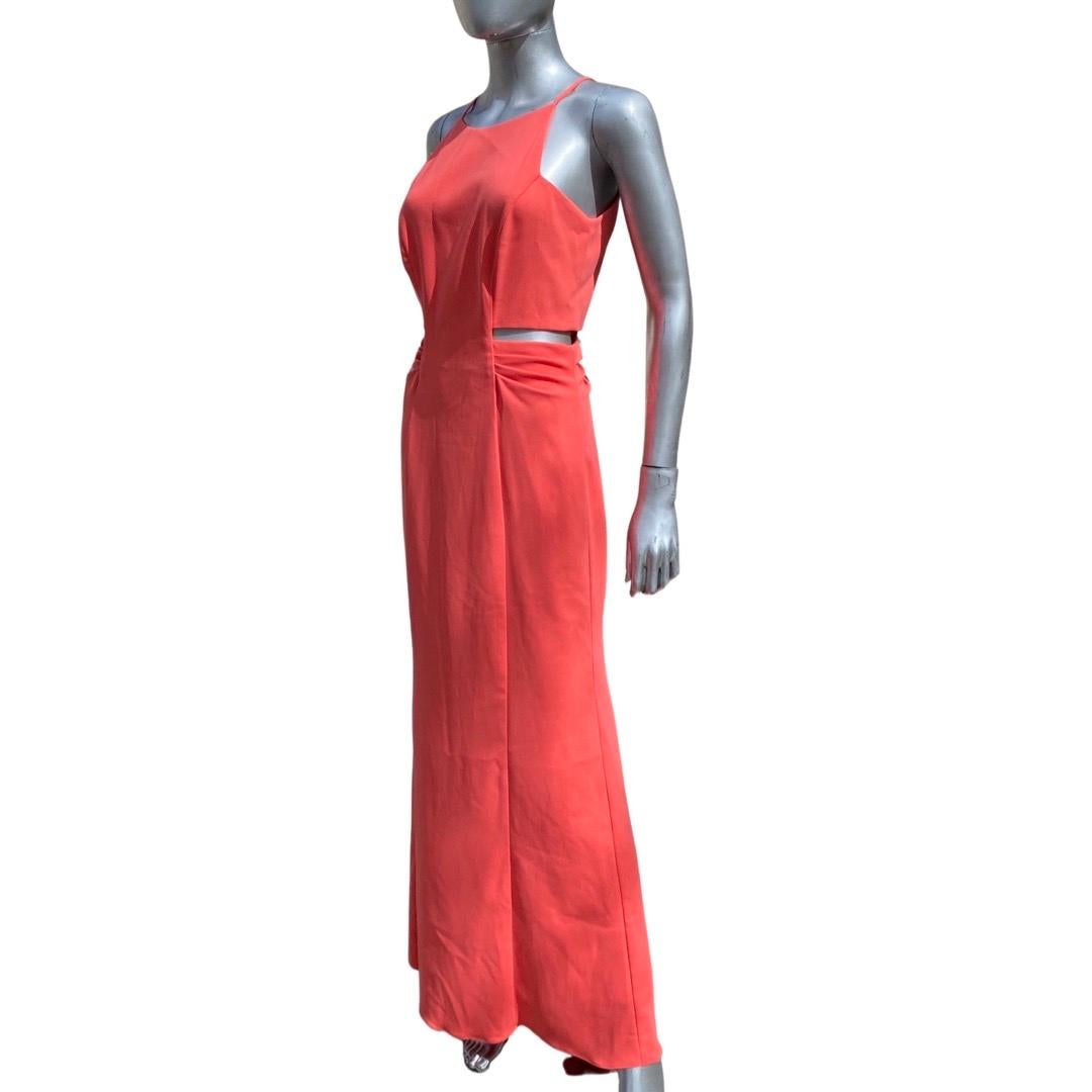 Badgley Mischka Collection Coral Jersey Cut-Out Sides Long Dress NWT Size 4 For Sale 8