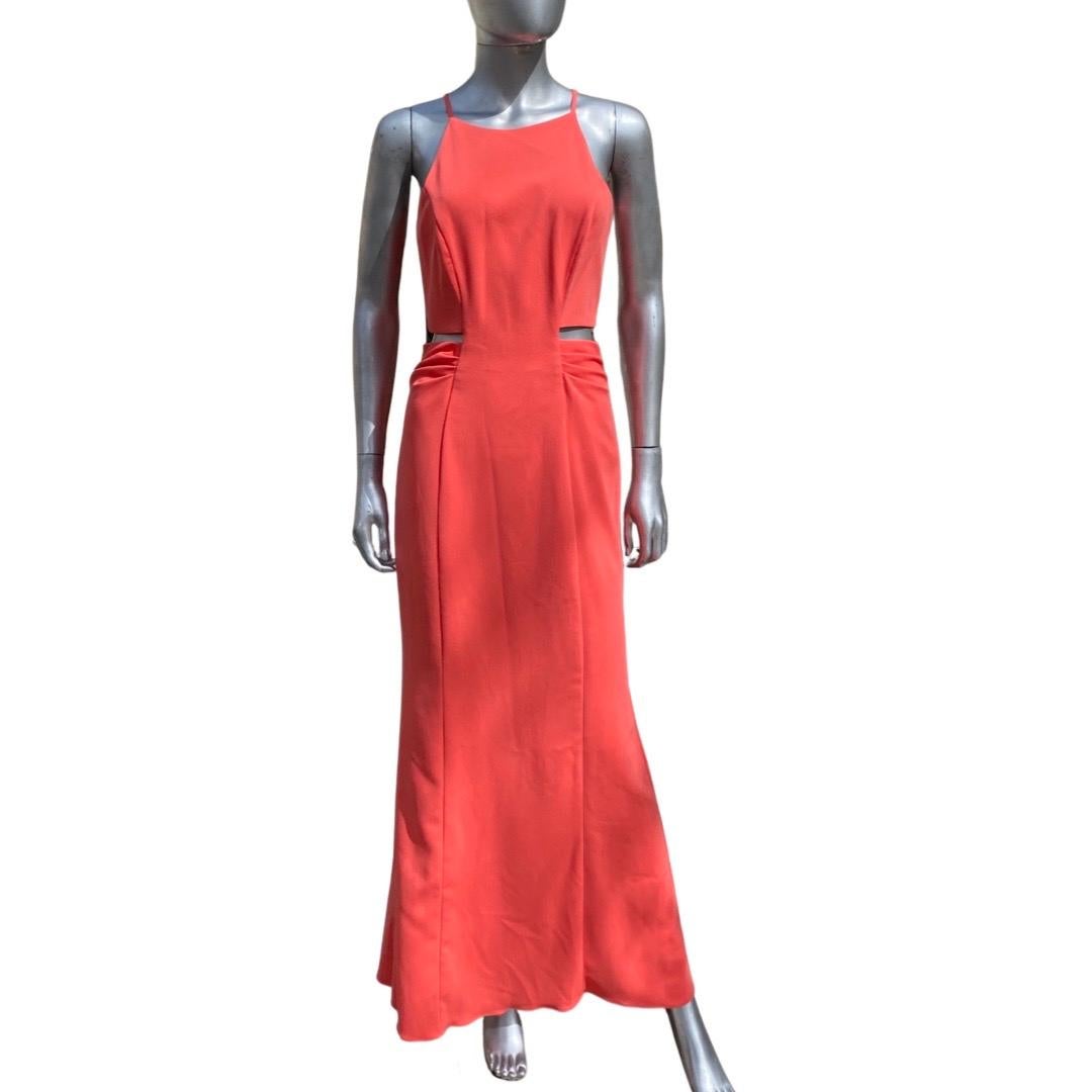 Badgley Mischka Collection Koralle Jersey Cut-Out Seiten lange Kleid NWT Größe 4 im Angebot 7