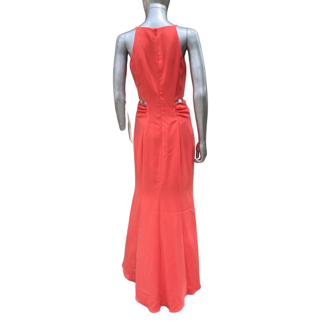 Badgley Mischka Collection Coral Jersey Cut-Out Sides Long Dress NWT Size 4 Neuf - En vente à Palm Springs, CA