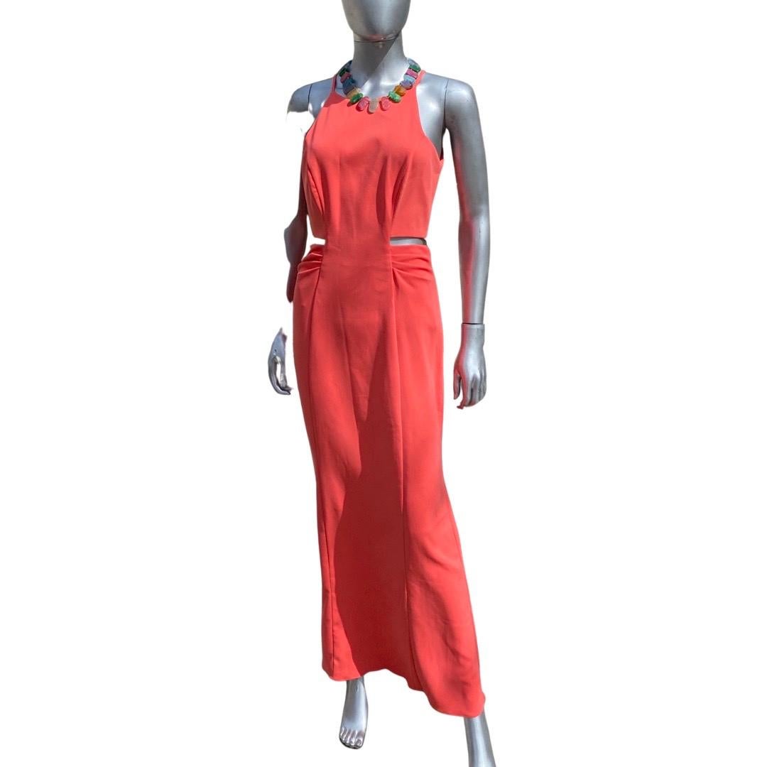 Badgley Mischka Collection Coral Jersey Cut-Out Sides Long Dress NWT Size 4 en vente 4
