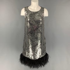 Used BADGLEY MISCHKA COLLECTION Size S Silver & Black Polyester Sequined Dress