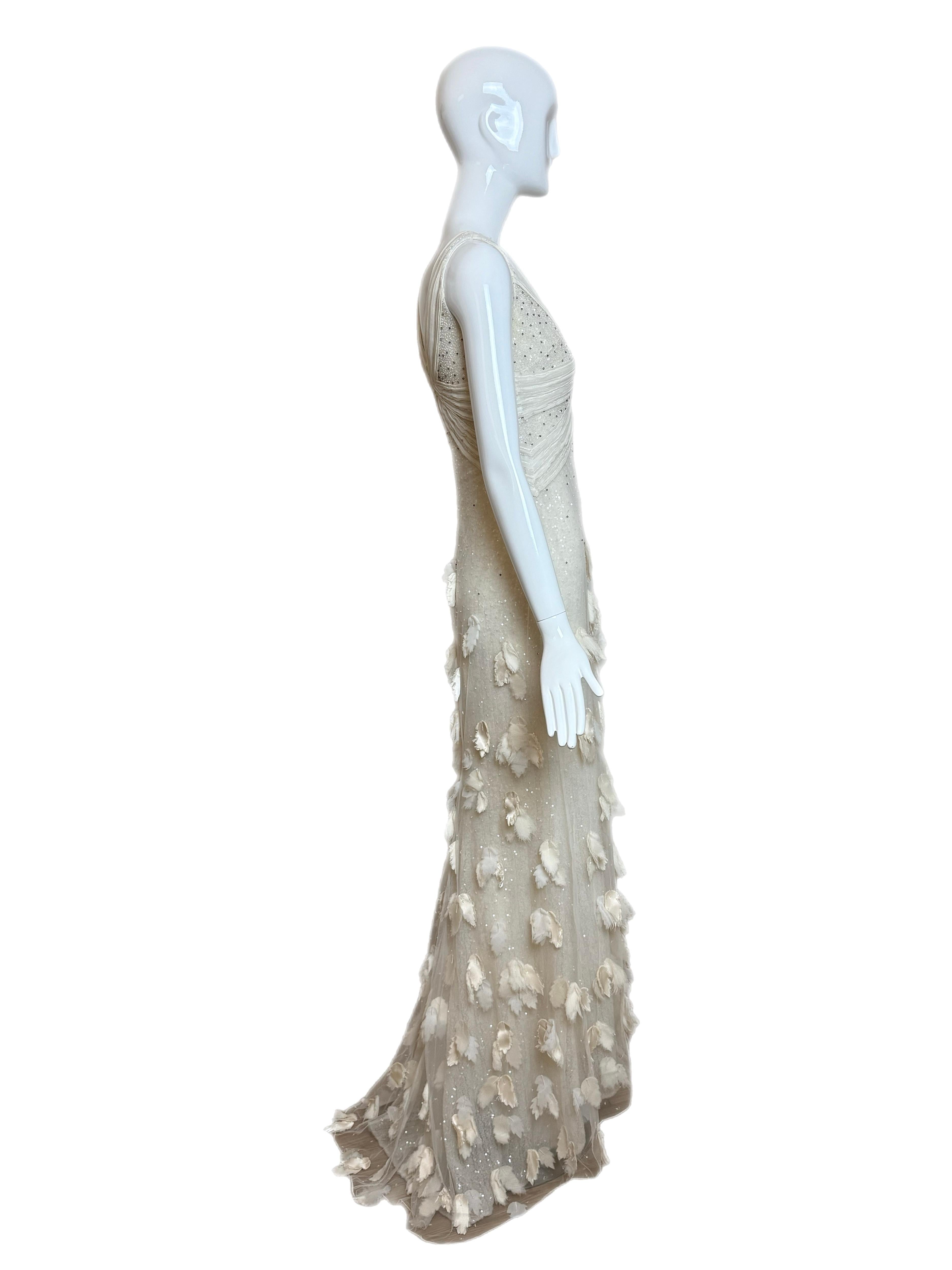 BADGLEY MISCHKA COUTURE 2011 Pasarela Vintage Vestido de novia Maxi Vestido con cola Gris en venta