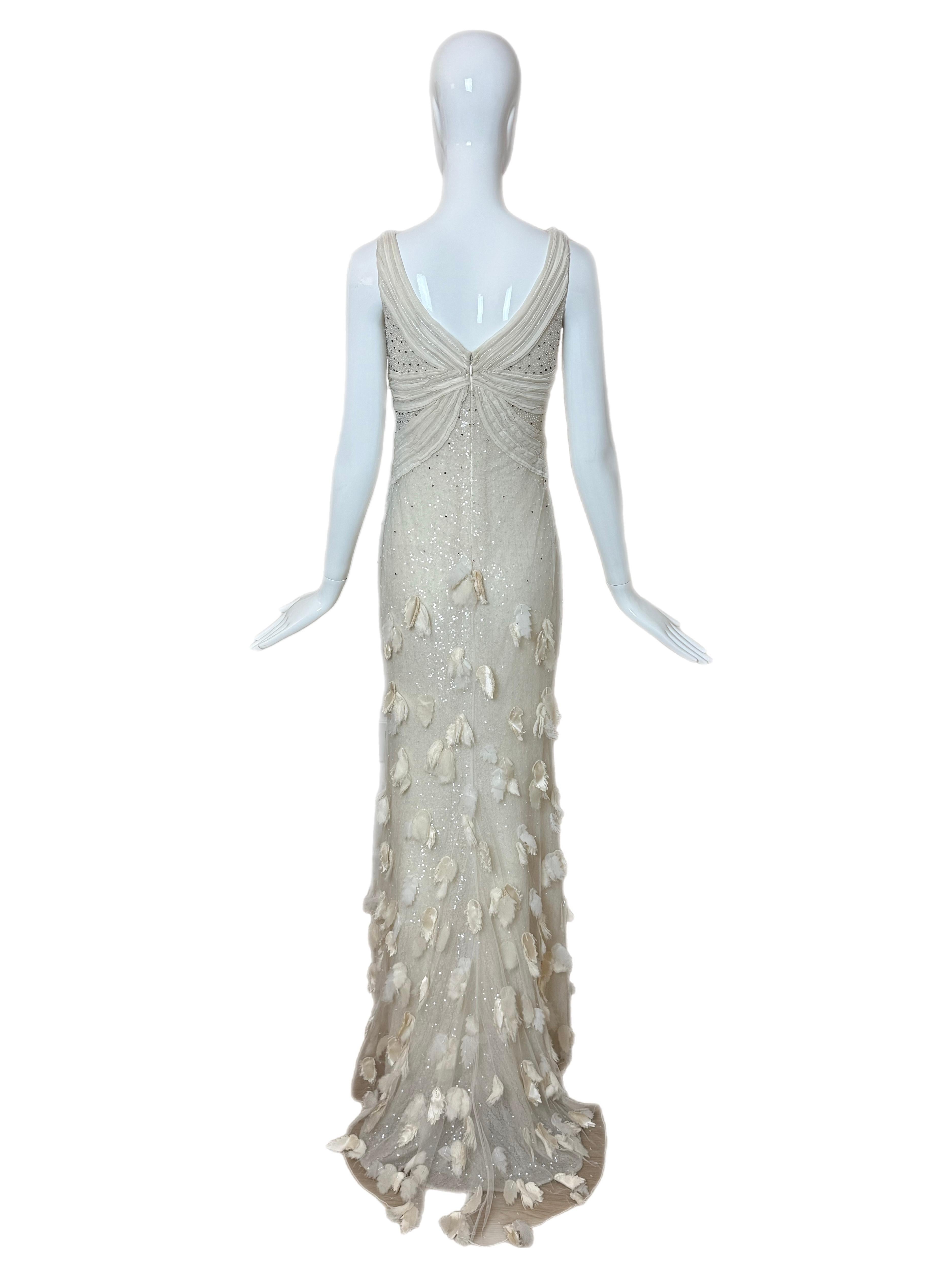 BADGLEY MISCHKA COUTURE 2011 Pasarela Vintage Vestido de novia Maxi Vestido con cola en Bueno estado para la venta en Leonardo, NJ