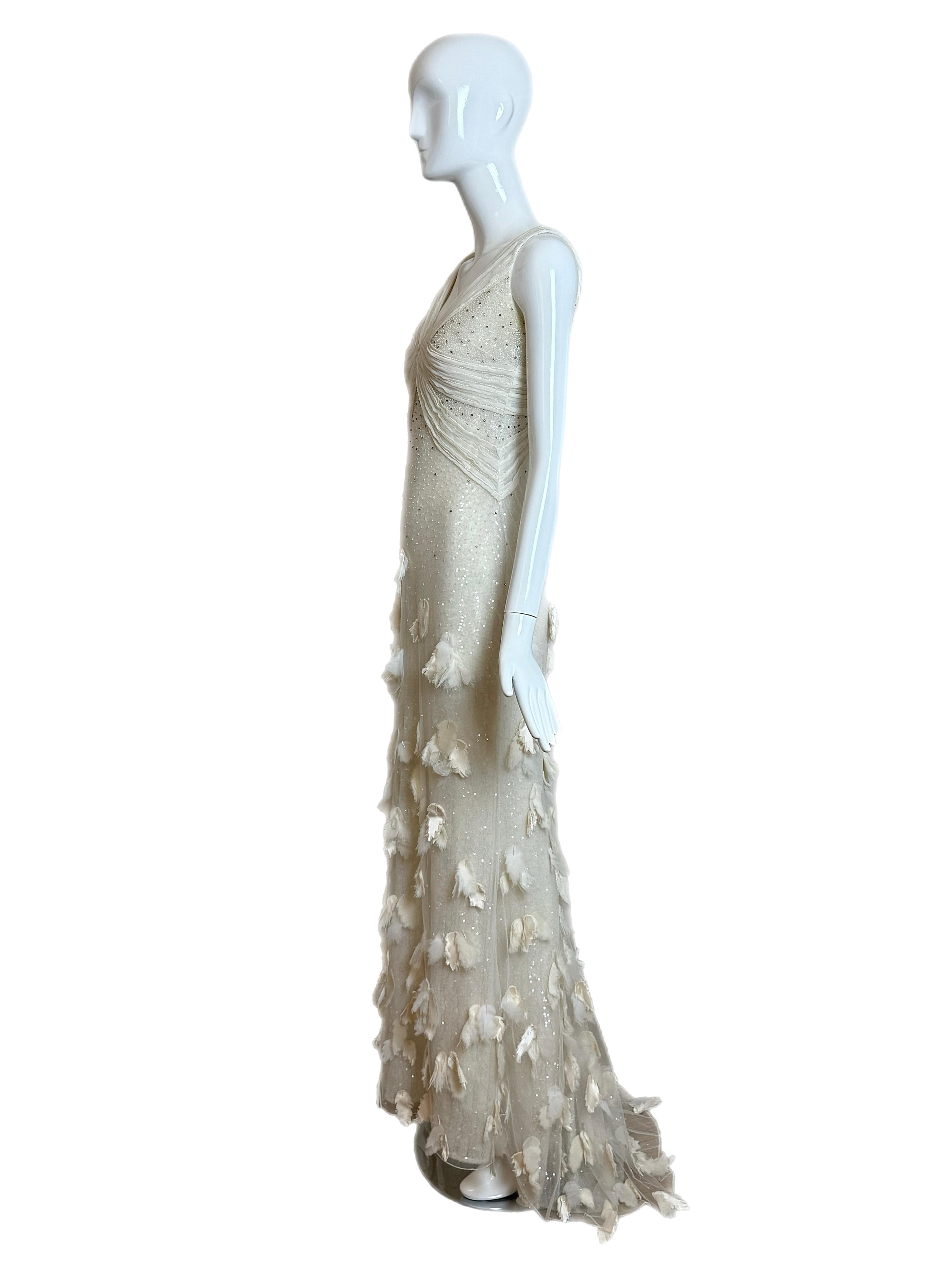 De las mujeres BADGLEY MISCHKA COUTURE 2011 Pasarela Vintage Vestido de novia Maxi Vestido con cola en venta