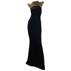 BADGLEY MISCHKA COUTURE Robe noire embellie de cristaux