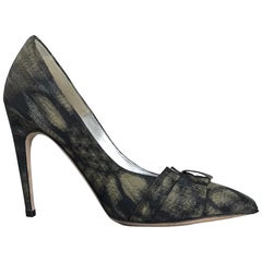 Used Badgley Mischka Couture Black Sunflower Fabric High Heel Pumps 6 1/2