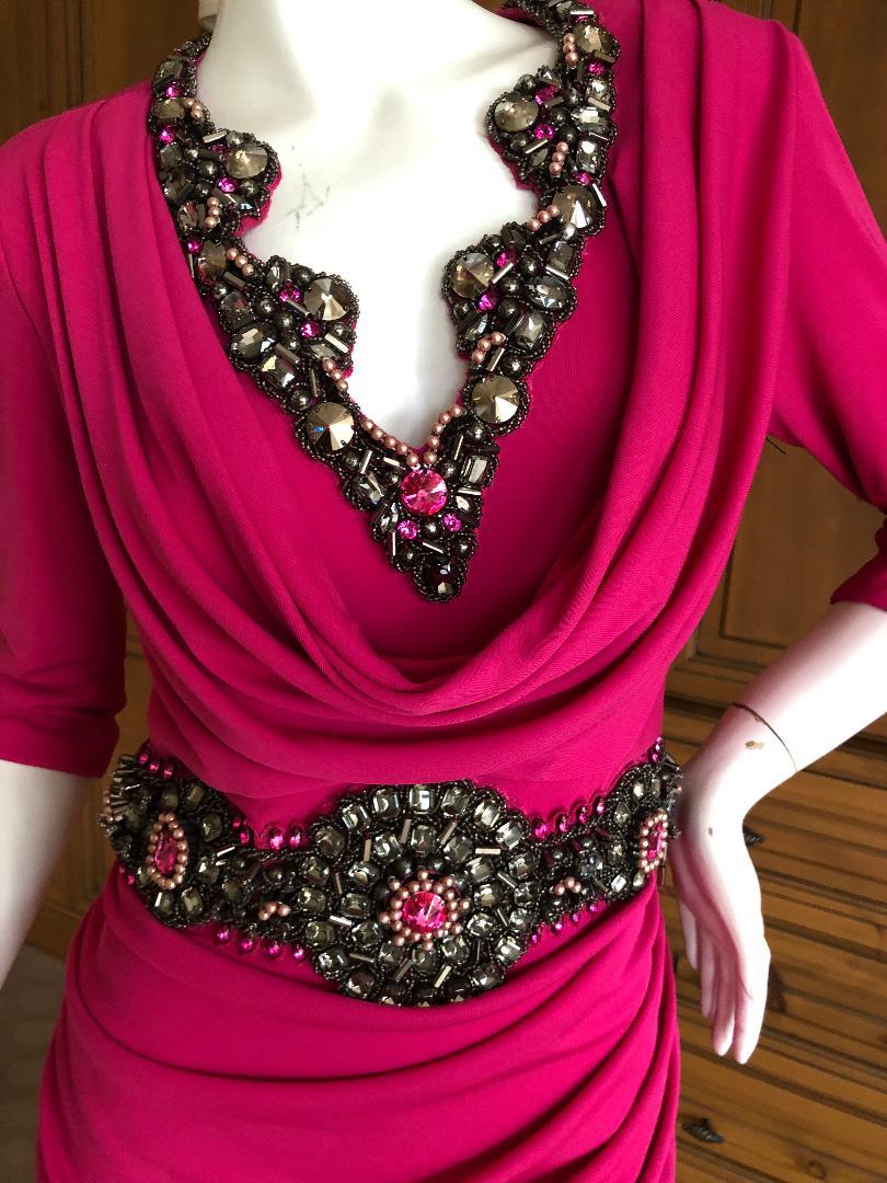 Badgley Mischka Couture Silk Jersey Draped Dress with Gobsmacking Jewel Details.
So pretty, please use the zoom feature to see details.
Size 8
Bust 38