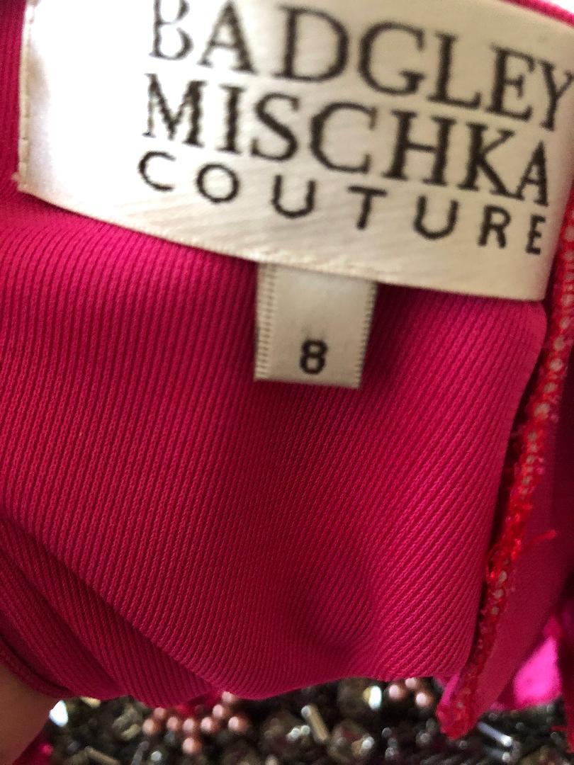 Badgley Mischka Couture Pink Jersey Jewel Embellished Cocktail Dress  For Sale 4