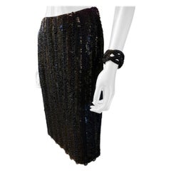 Badgley Mischka Custom Made Completely Hand Beaded Black Evening Skirt Size 4