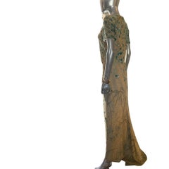 Badgley Mischka Enchanted Garden Vestido de noche de lentejuelas con cuentas metálicas Talla 10