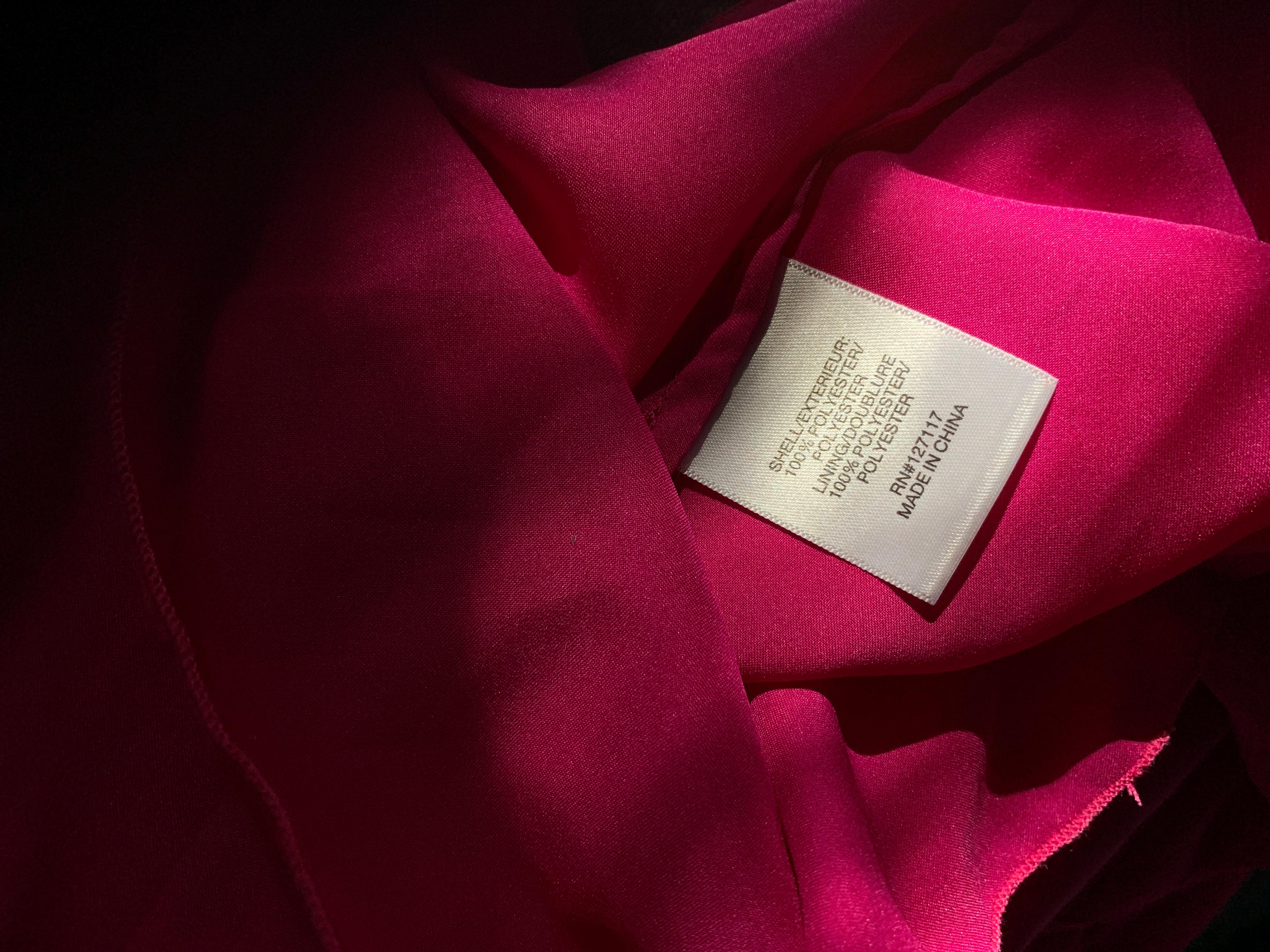 Badgley Mischka Fuchsia Bright Pink Draped Long Evening Dress Size 6 For Sale 16