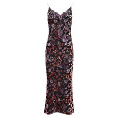 Badgley Mischka FW 2000 Floral Burnout Velvet Dress with Embellishments