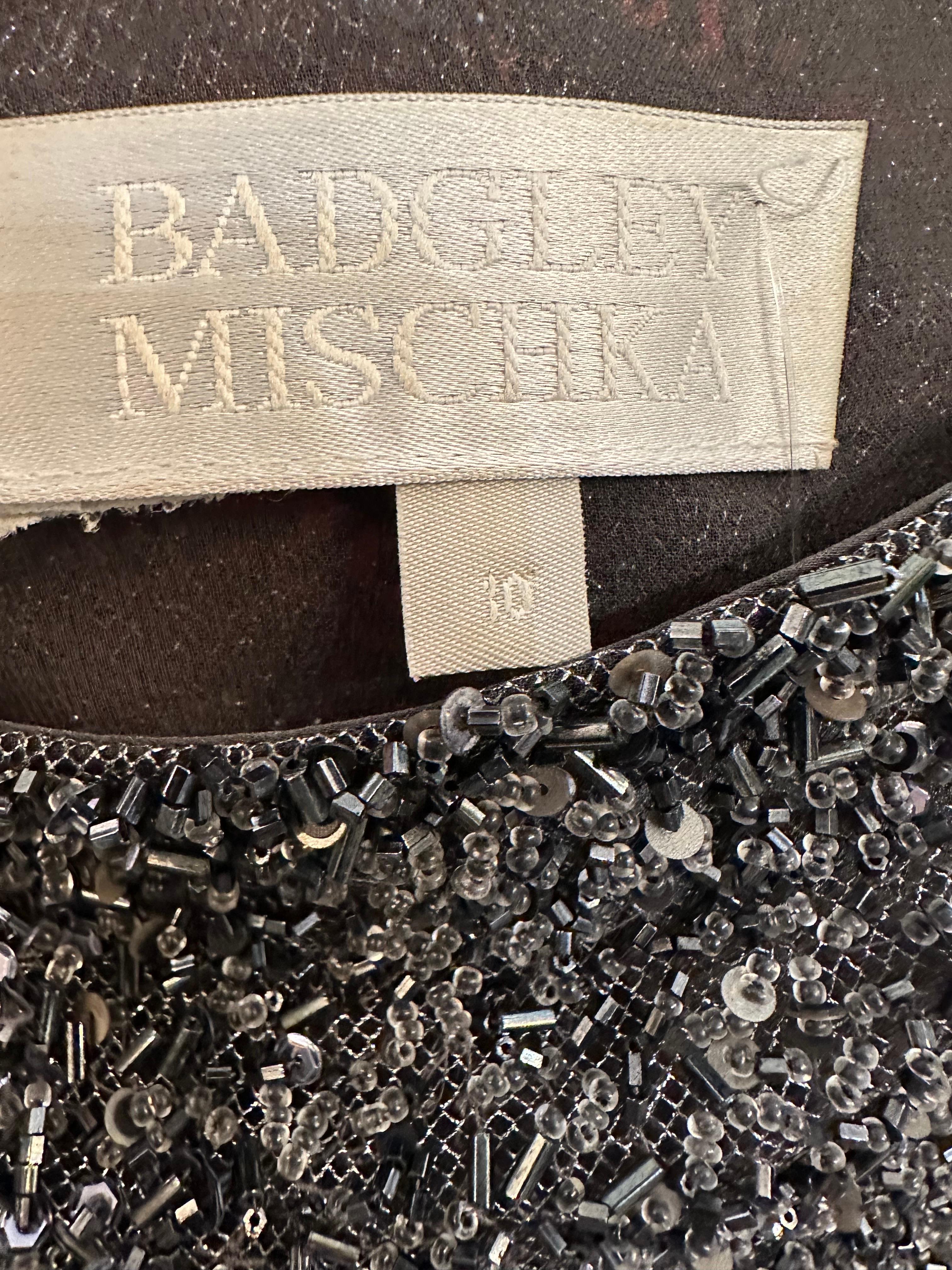 Badgley Mischka Glittery Glass Beaded Bateau neck 
Evening Top Mink Sleeves 10 For Sale 8