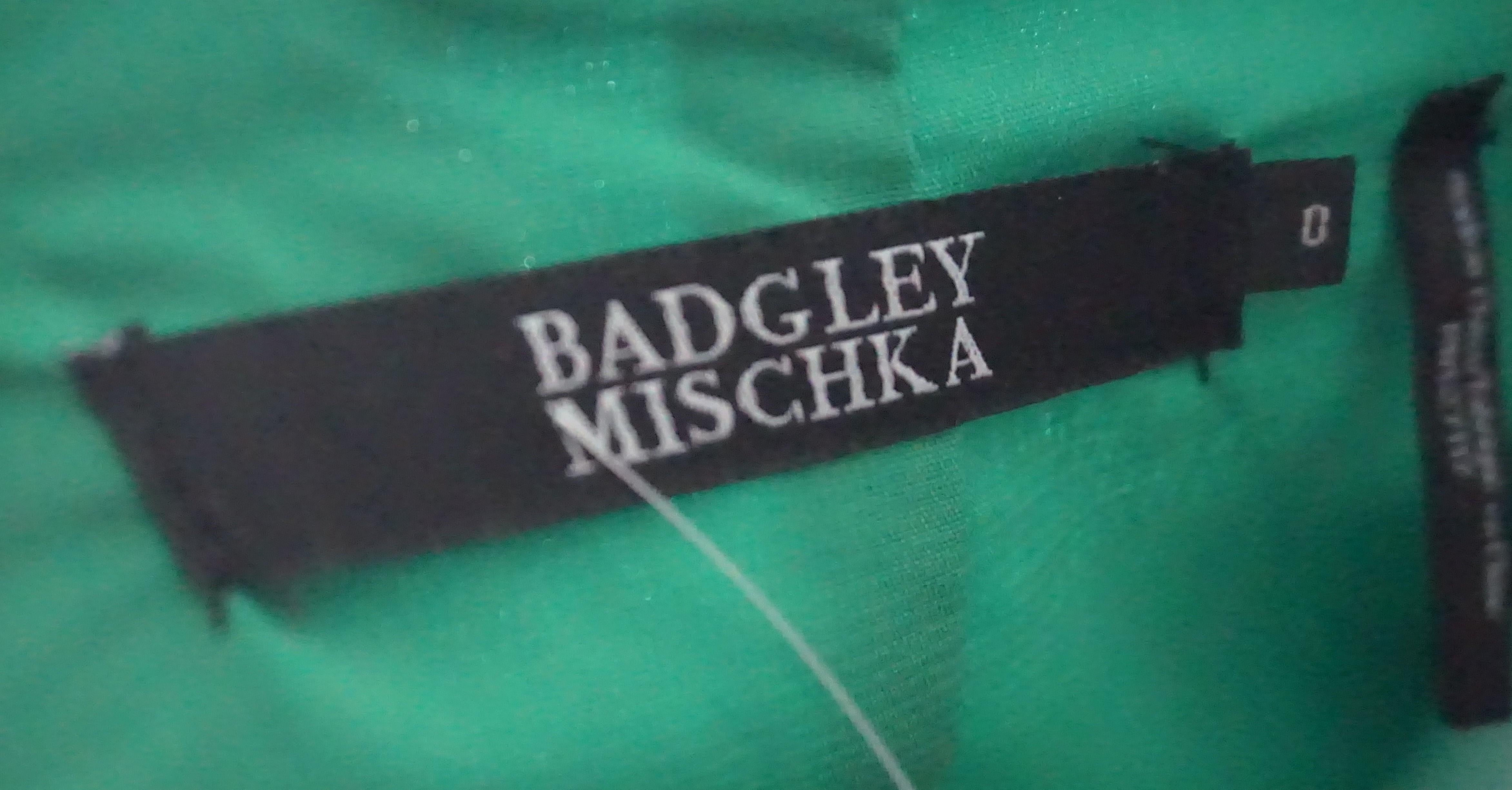 Badgley Mischka Green Linen w/ Ruffle Back Dress - 0 1