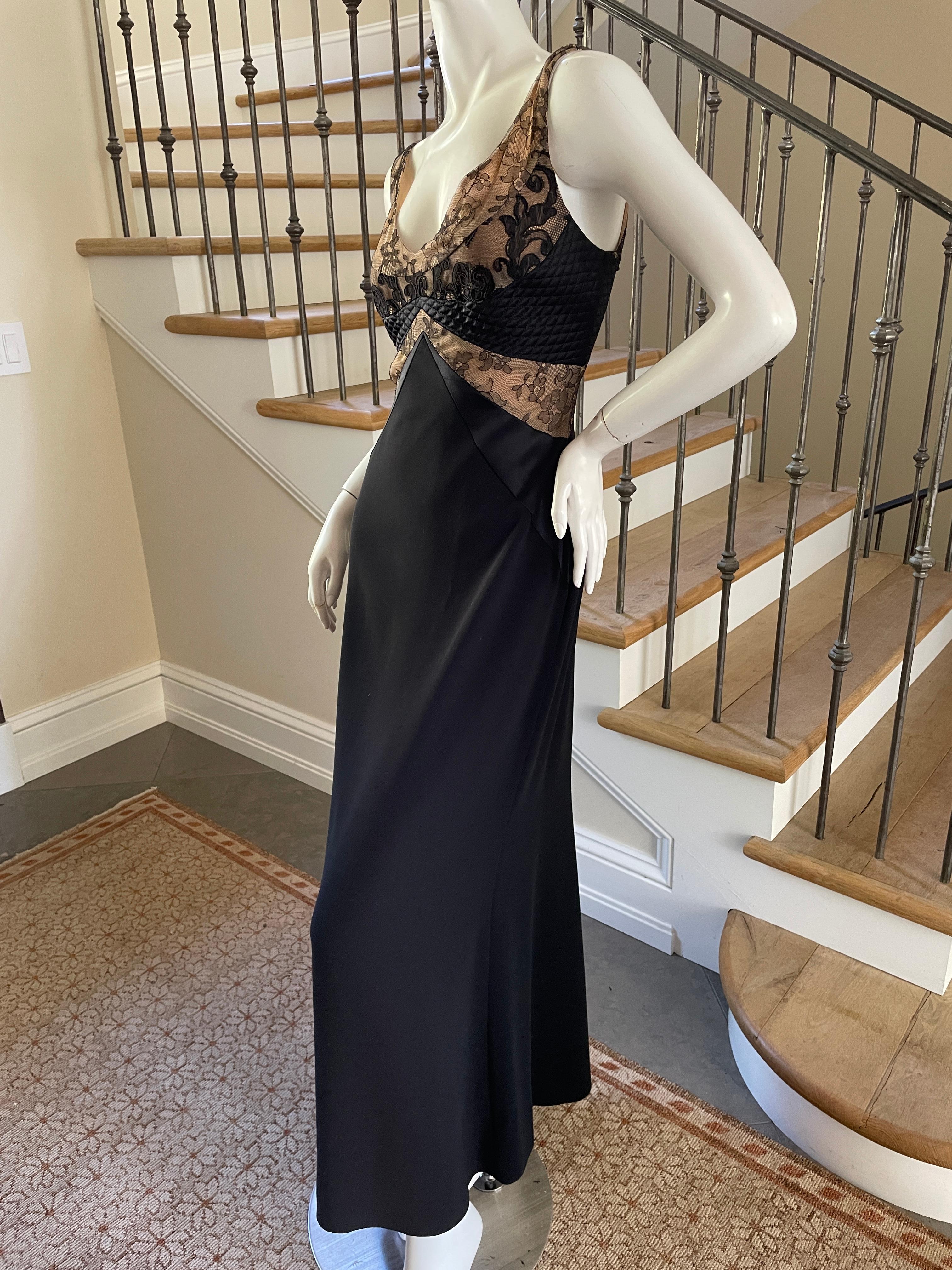 Black Badgley Mischka Lace Trim Vintage Evening Dress 