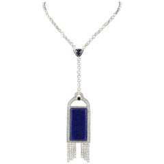 Badgley Mischka Lapis Lazuli Diamond Blue Iolite 18 Karat White Gold Necklace