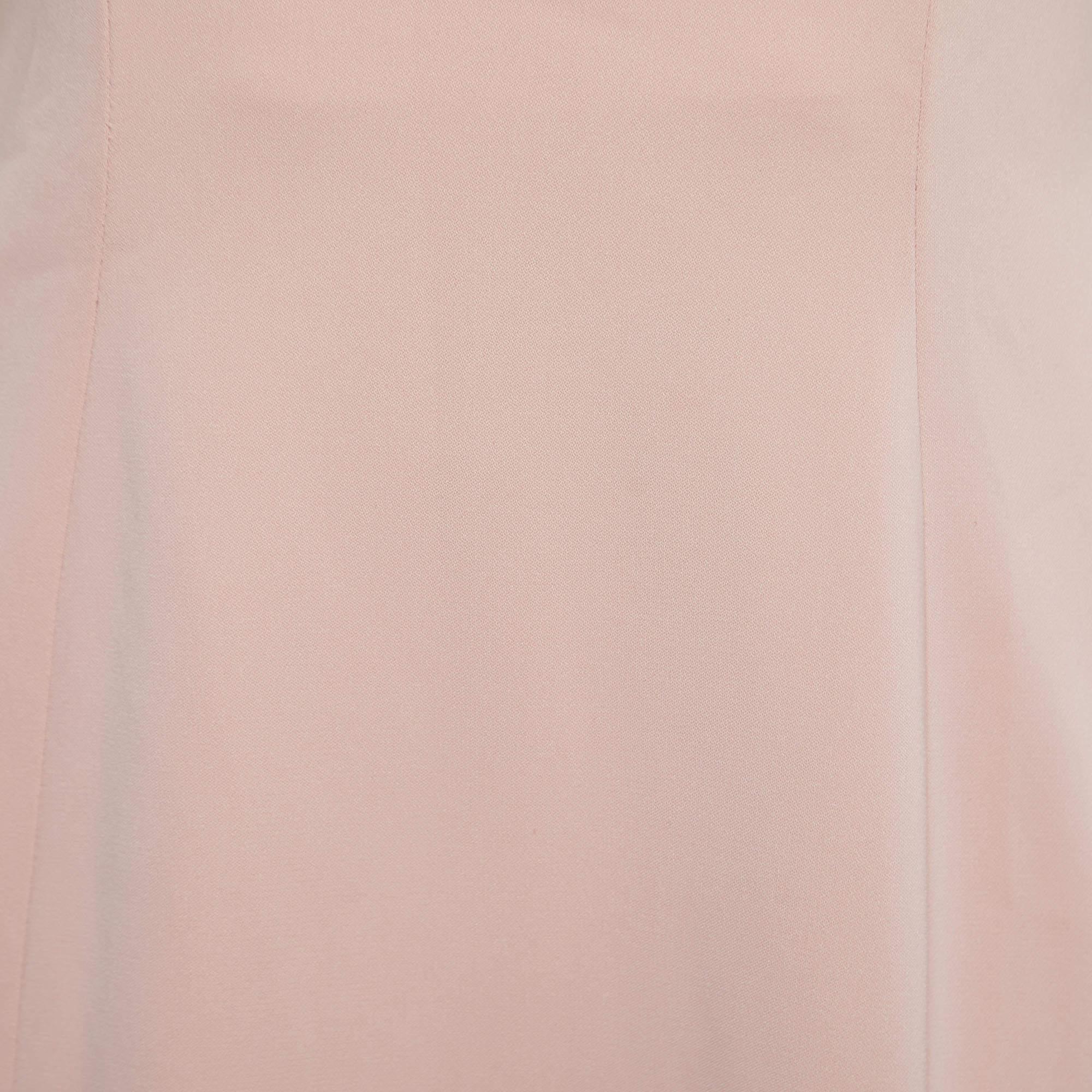 Brown Badgley Mischka Light Pink Embellished Crepe Off Shoulder Gown M For Sale