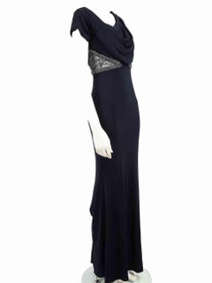 Badgley Mischka Navy Embellished Maxi Dress Size S