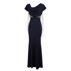 Badgley Mischka - Robe longue embellie bleu marine, taille S