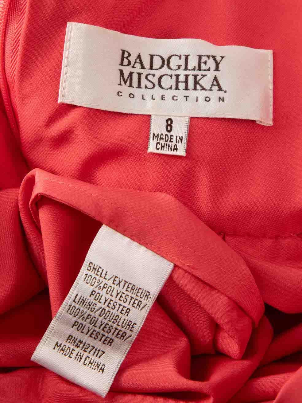 Women's Badgley Mischka Pink Pleated Lace Trim Maxi Dress Size L