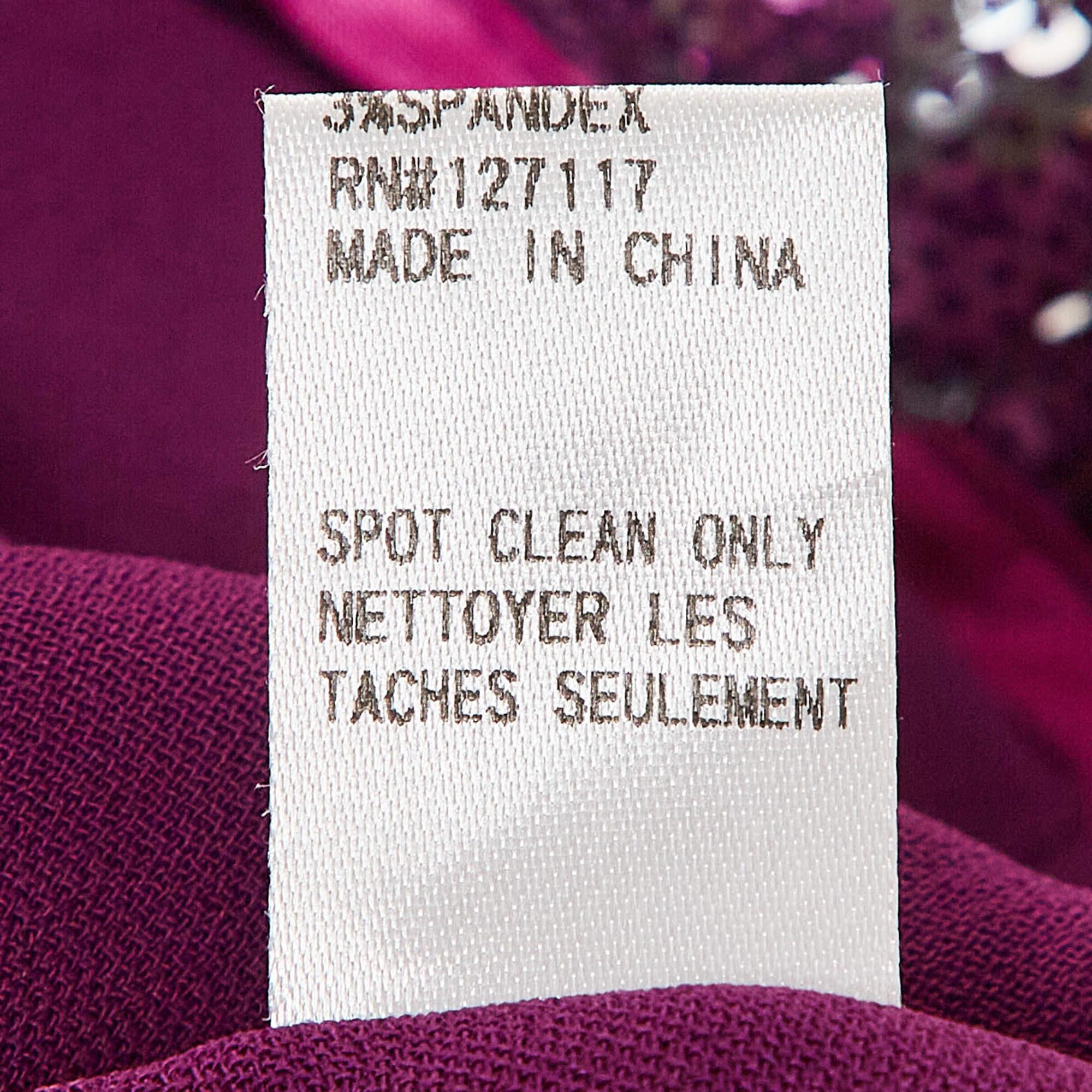 Badgley Mischka Purple Sequin Crepe Sleeveless Mini Dress S For Sale 1