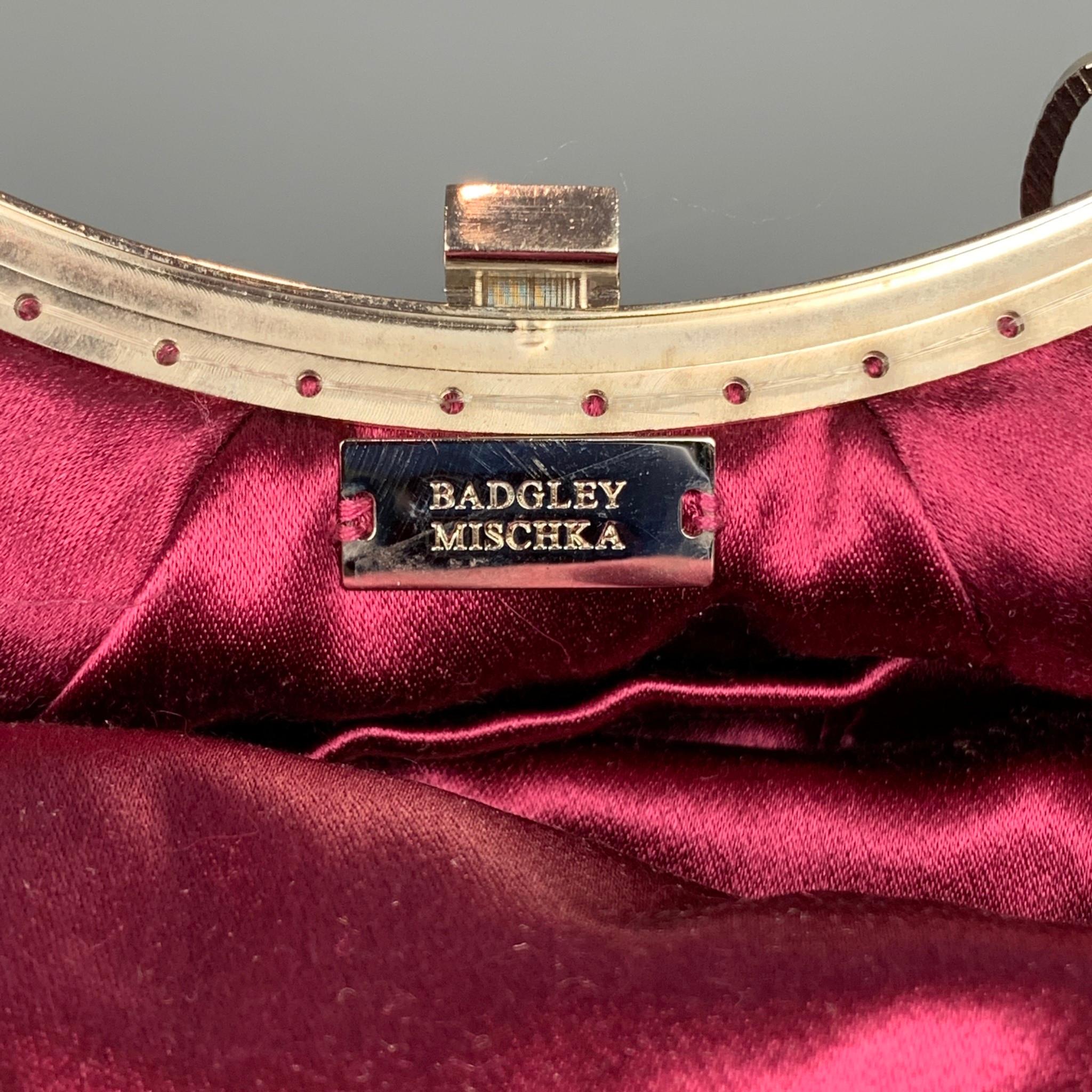 BADGLEY MISCHKA Purple & Silver Beaded Rhinestones Fur Handbag In Good Condition In San Francisco, CA