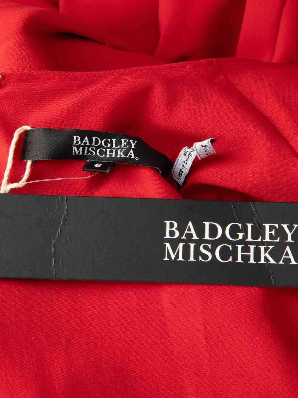 Women's Badgley Mischka Red Shoulder Pad Knee Length Dress Size L For Sale