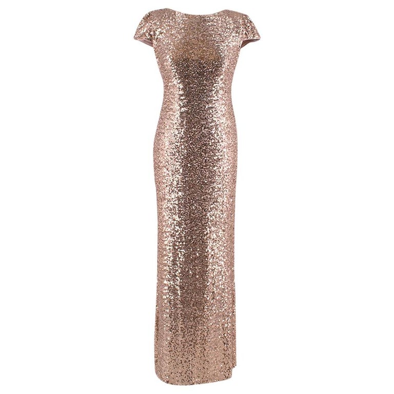 Badgley Mischka Rose Gold Sequin Cowl Back Gown US4 at 1stDibs | badgley  mischka rose gold sequin dress, badgley mischka gold sequin dress, badgley  mischka rose gold dress