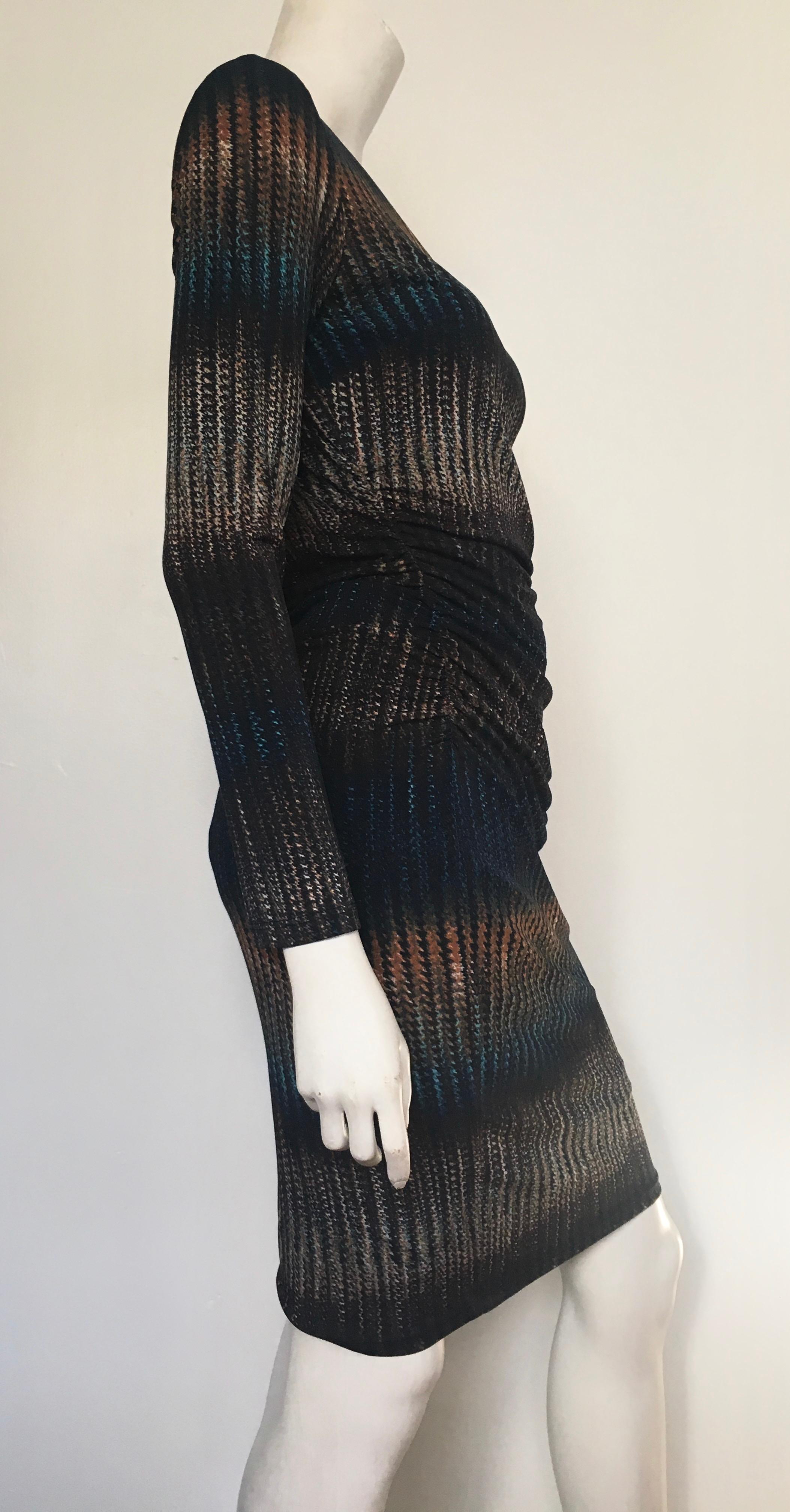Black Badgley Mischka Sheath Ruched Dress Size 6.  Made in Canada. 