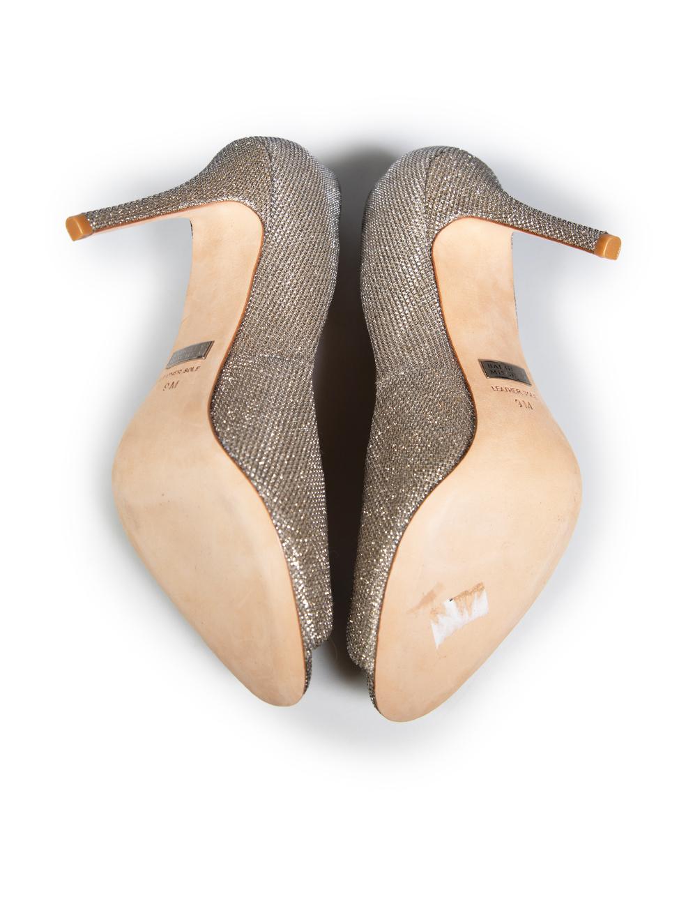 Badgley Mischka talons à bout ouvert argentés taille US 9 Bon état - En vente à London, GB