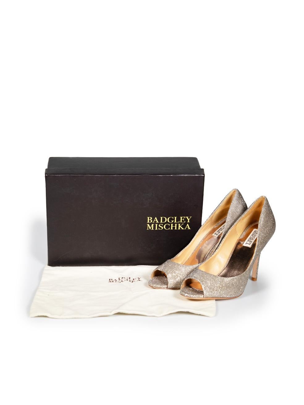 Badgley Mischka talons à bout ouvert argentés taille US 9 Pour femmes en vente