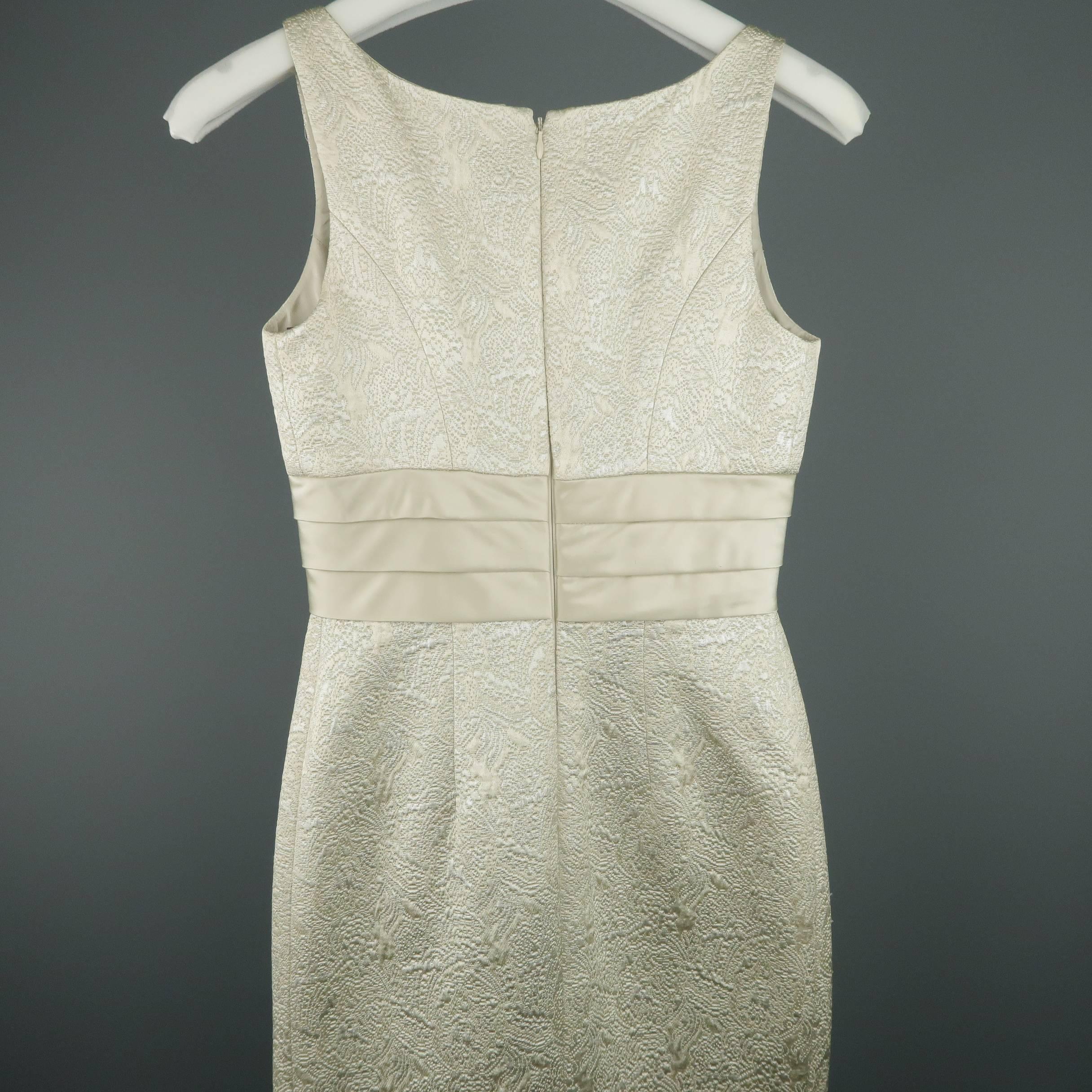 BADGLEY MISCHKA Size 0 Metallic Silver Lace Textured Sleeveless Dress / Bolero 3