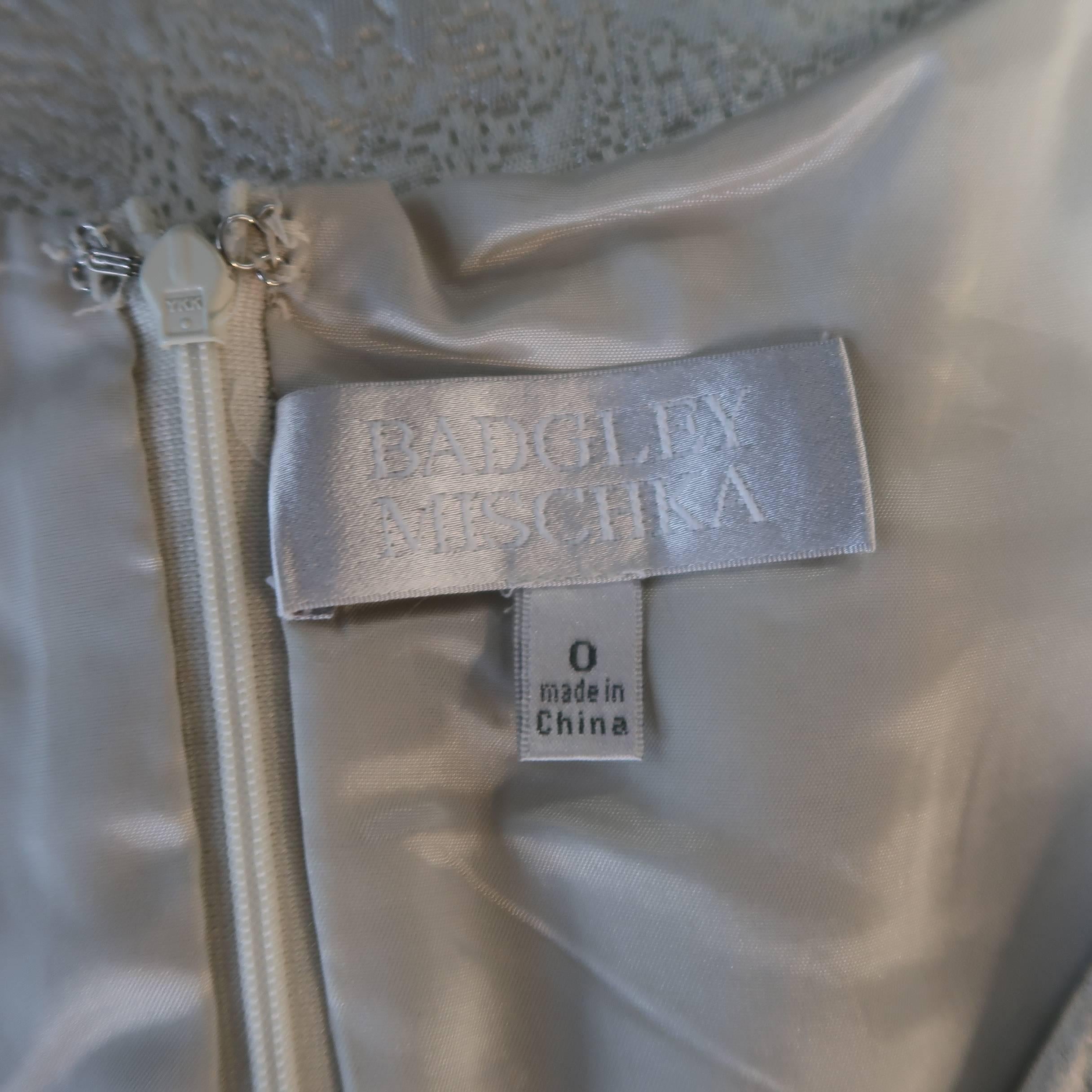 BADGLEY MISCHKA Size 0 Metallic Silver Lace Textured Sleeveless Dress / Bolero 4