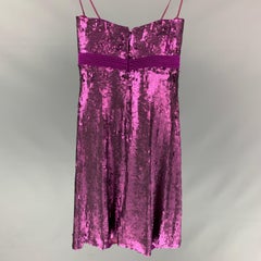 BADGLEY MISCHKA Size 0 Purple Silk Sequined Strapless Above Knee Dress