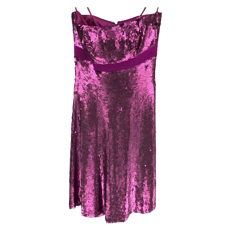 BADGLEY MISCHKA Size 0 Purple Silk Sequined Strapless Above Knee Dress For  Sale at 1stDibs