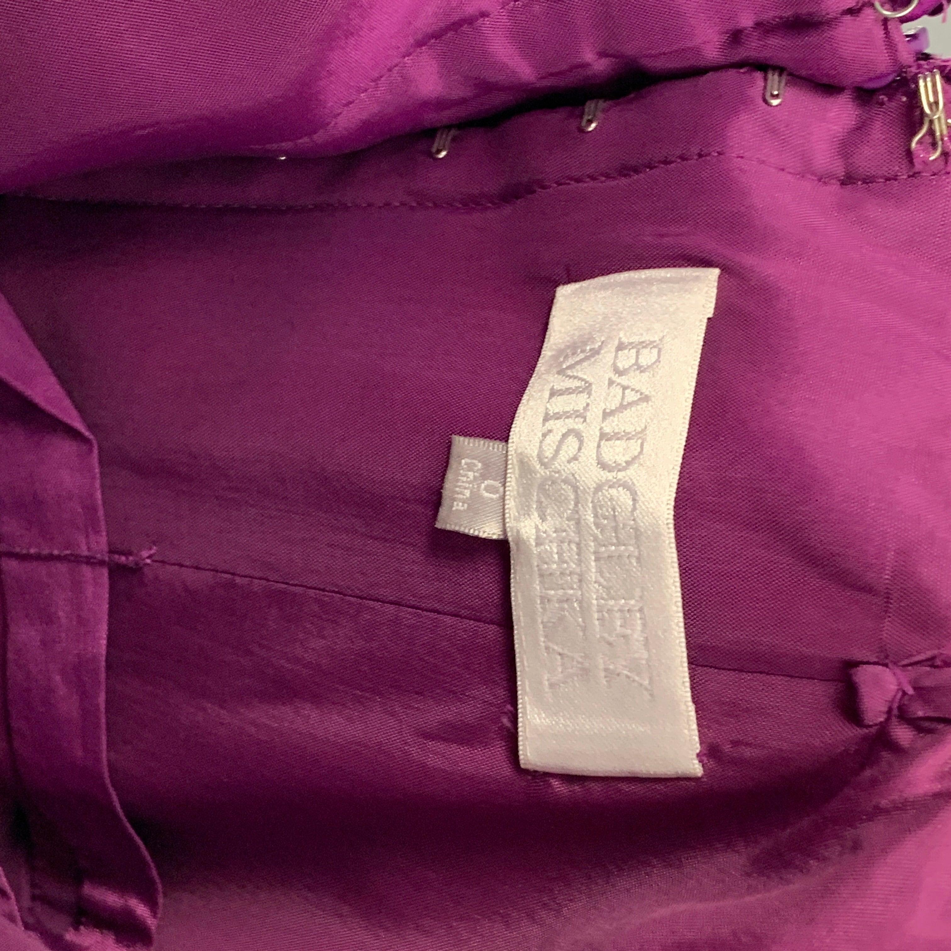 BADGLEY MISCHKA Size 0 Purple Silk Sequined Strapless Dress 1